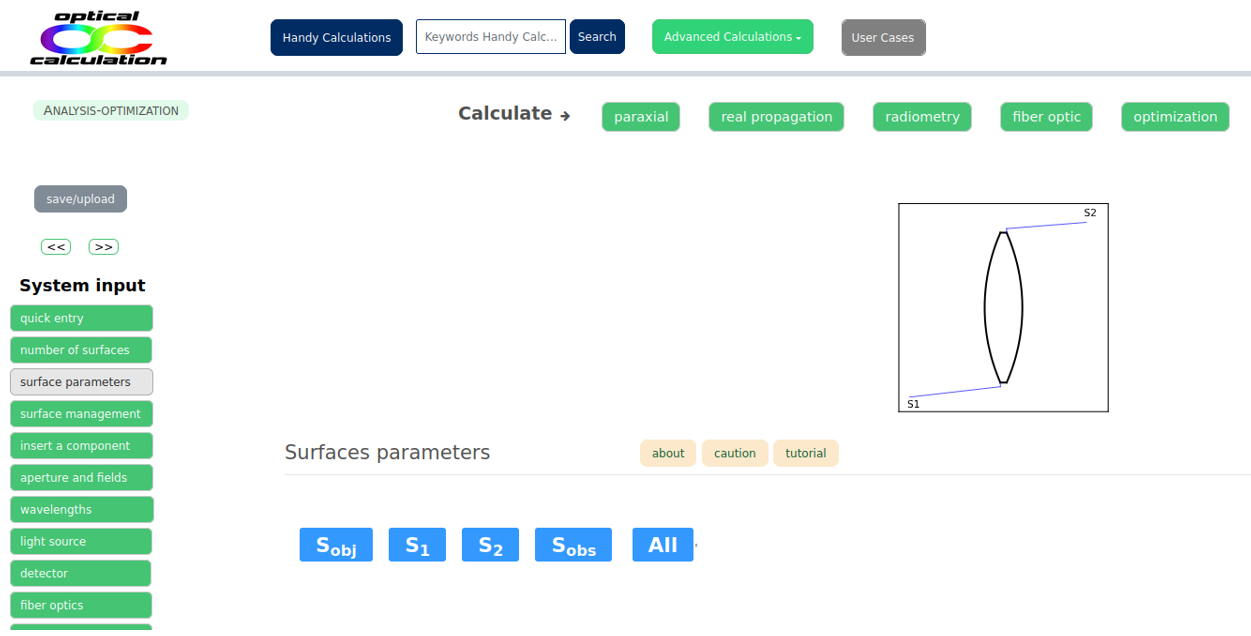 surfaces input tables 1